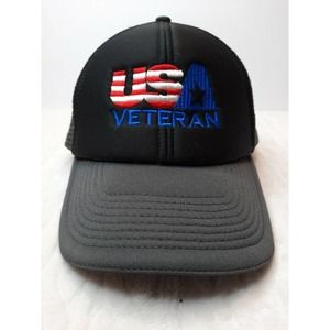 Vintage US Veteran Mesh Snap Back Trucker Hat Cap Snapback